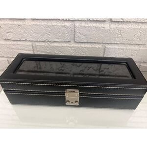 Wolf Designs Black Leather 5 Slot Jewel Box